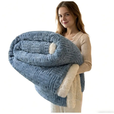 Outono inverno grosso quente velo cobertor dupla camada artificial lambswool lança cobertores para sofá ou cama rainha duplo consolador