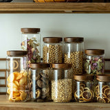 Borosilicate Glass Storage Jars with Wooden Lids