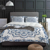 Mandala retro azul boêmio capa de edredão com fronha personalizado consolador 3 pçs conjunto cama colcha capa cama casal têxtil casa