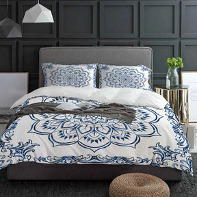 Mandala retro azul boêmio capa de edredão com fronha personalizado consolador 3 pçs conjunto cama colcha capa cama casal têxtil casa