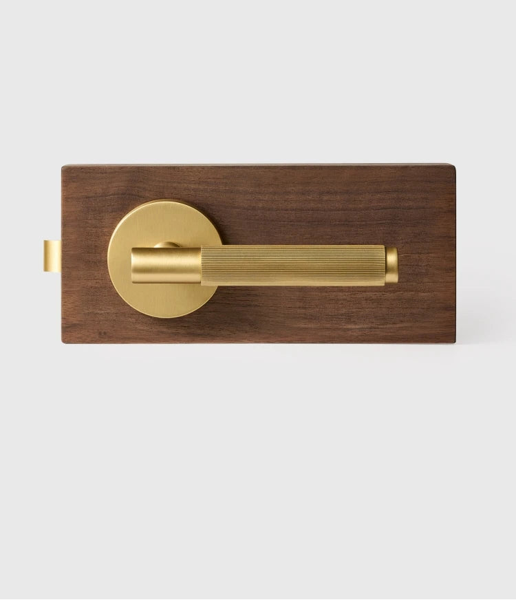 Nurlin conjunto de fechadura de nível de maçaneta de porta linear de latão americano, passagem de encaixe, manequim de privacidade, bronze fosco, preto e dourado