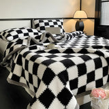 Shu mianrong xadrez grade cobertor lençóis de cama de grandes dimensões quente pele macia amigável colcha fina múltiplas especificações disponíveis