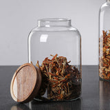Borosilicate Glass Storage Jars with Wooden Lids