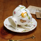 European Style Ceramic Mug Coffee Cup and Saucers Set Lemon Pattern Retro Afternoon tea cup Dessert Plate Teapot Home kettle