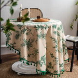Peony Floral Round Tablecloth with Tassels