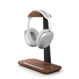 Suporte universal de madeira para fone de ouvido, liga de alumínio, display de fone de ouvido com slot para caneta