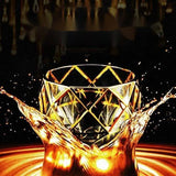 Copo de uísque de luxo com linha dourada, copos de cristal luxuosos pintados, brilhantes, multiuso, copo de vinho, cerveja, coquetel