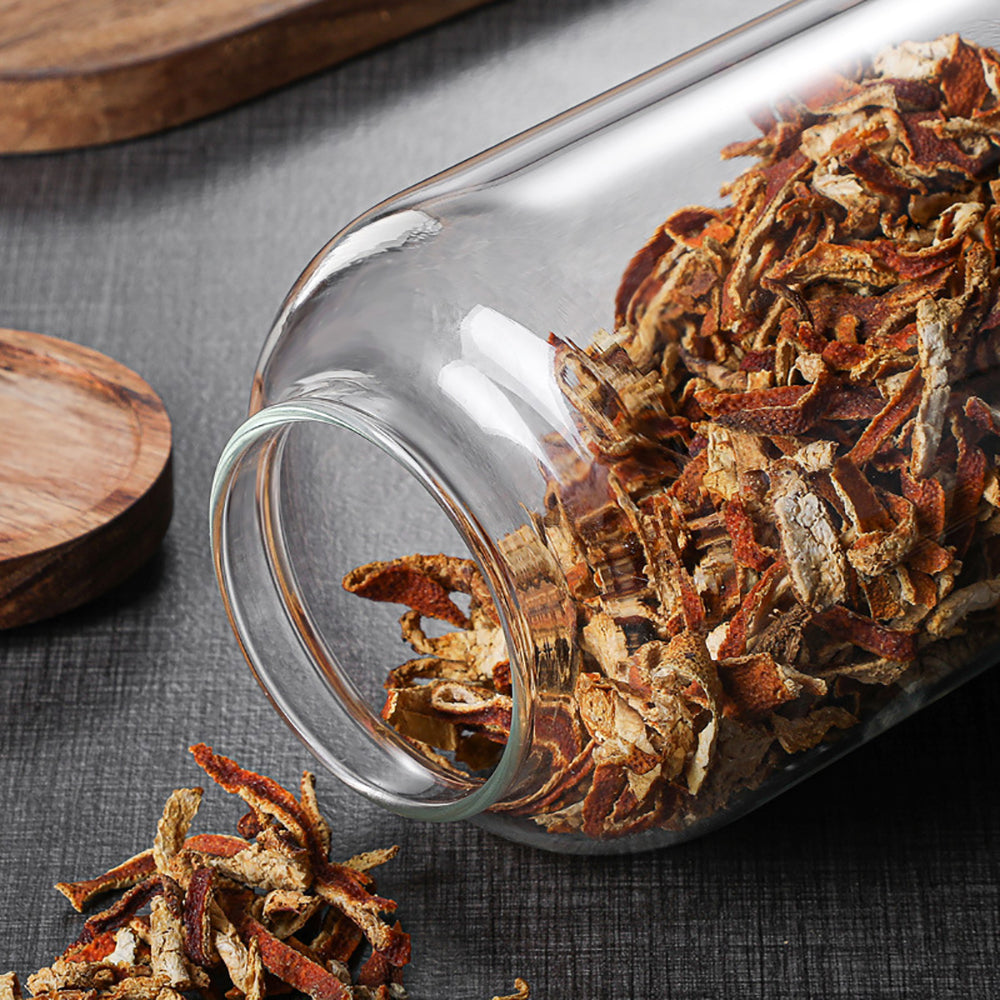 Borosilicate Glass Storage Jars with Wooden Lids