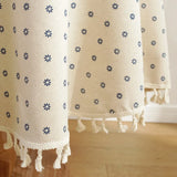 Peony Floral Round Tablecloth with Tassels