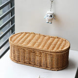 Cesta de armazenamento de imitação de rattan boêmio-caixa de armazenamento tecida, estrutura de talheres à prova de poeira, cesta de decoração para casa organizador de cozinha