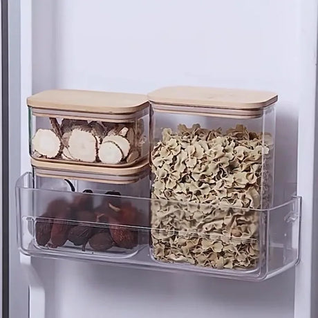 Recipiente de armazenamento de vidro quadrado, jarra transparente hermética com tampa para cozinha, despensa, armazenamento de alimentos secos, açúcar, café, chá, lanches