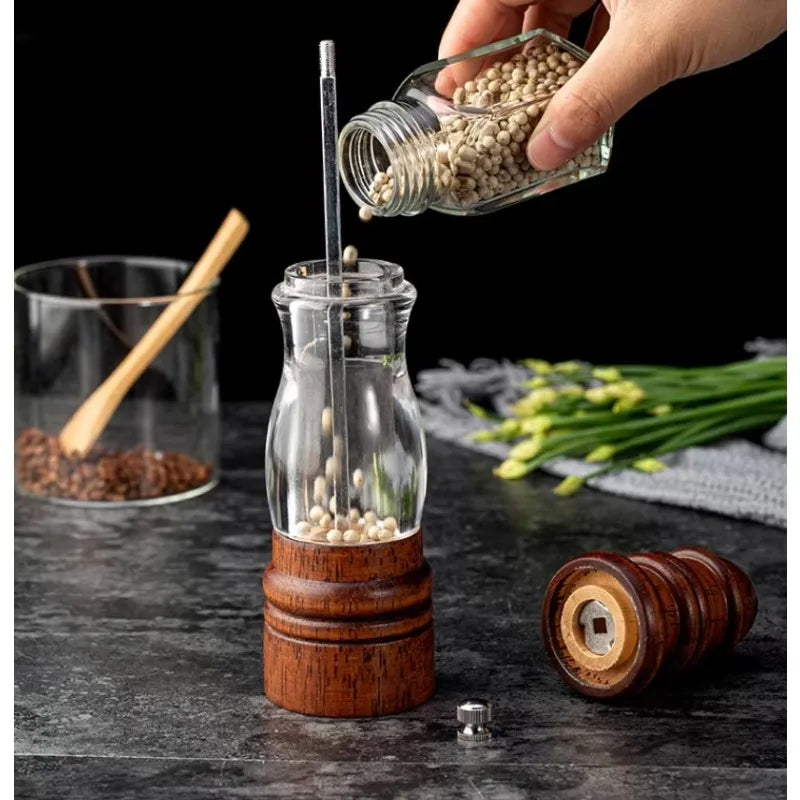 Novo estilo vintage manual doméstico esmagado sal do mar moedor de pimenta madeira maciça farol moedor de pimenta