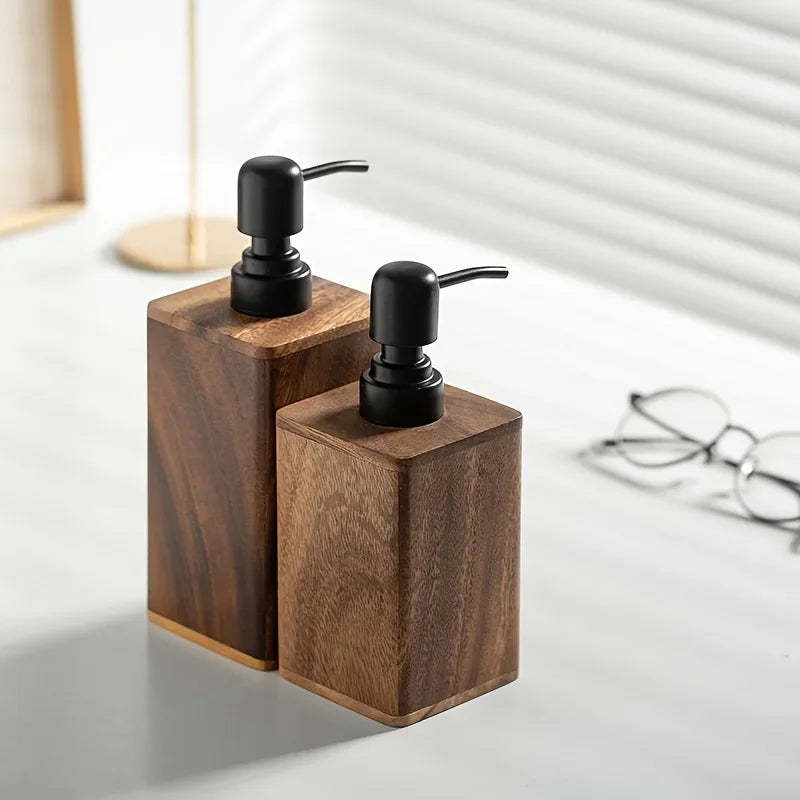 Dispensador de Sabonete de Madeira Elegante para Higienizador de Mãos e Loção - Acessório Ideal para Casa e Viagem