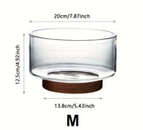 Nordic Glass Fruit & Salad Bowl with Wooden Base