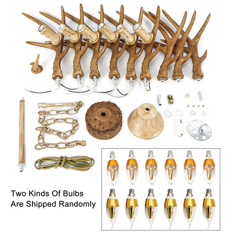 Lustre retrô marrom antler 6 cabeças chifre de veado luminária pendente de teto 220V