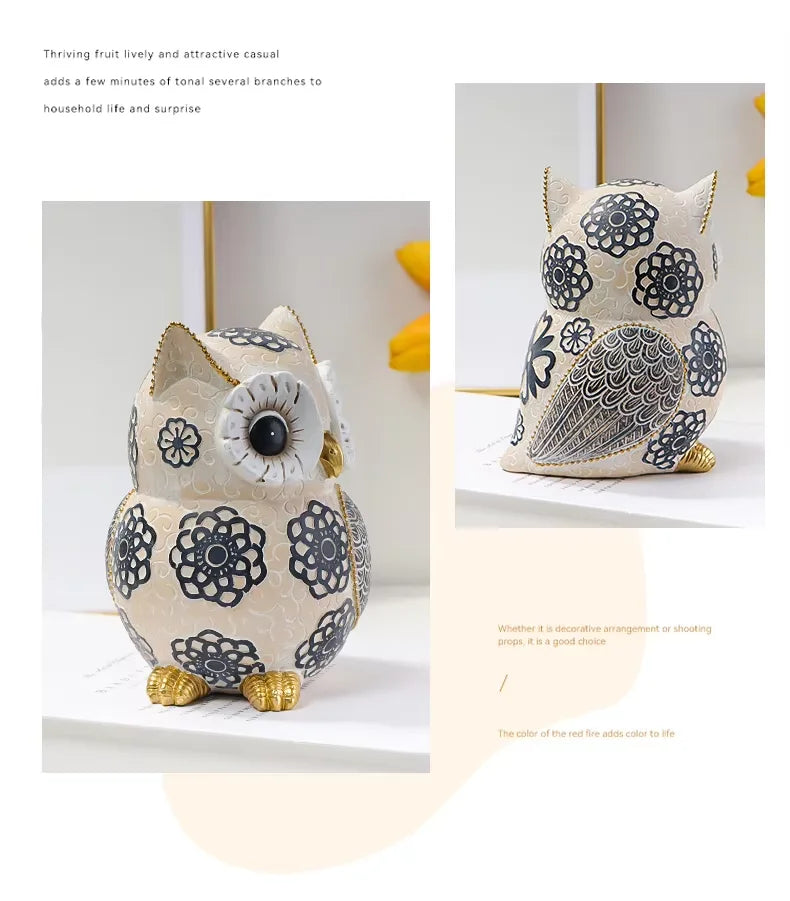 Decoração caprichosa de escultura de coruja – peça única de destaque doméstico e presente perfeito para amantes de animais