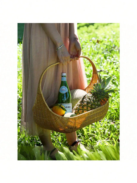 1pc cesta de tecido portátil para frutas, vinho, flores, piquenique, presente, sala de jantar e decoração de casa, multifuncional e portátil