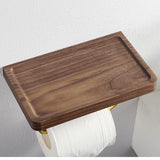 Brass & Wood Toilet Roll Holder