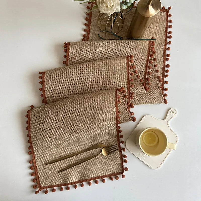 Elegant Jute Table Runner with Tassels