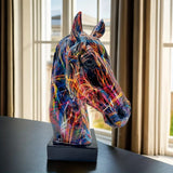 Graffiti colorido ornamentos para sala de estar, estatueta criativa com Fun Pattern Design, estátua animal, escultura moderna