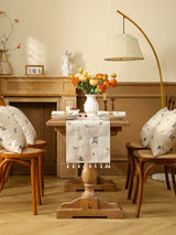 Toalha de mesa bordada com franjas de trigo, estilo rústico, mesa de jantar, cozinha, sala de estar, decoração de mesa de café