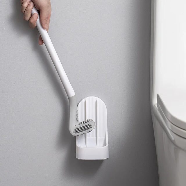 Escova de vaso sanitário de golfe com cerdas de silicone e suporte de secagem para armazenamento e organização de banheiro, ferramenta de limpeza, acessórios para banheiro