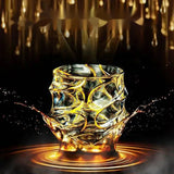 Copo de uísque de luxo com linha dourada, copos de cristal luxuosos pintados, brilhantes, multiuso, copo de vinho, cerveja, coquetel