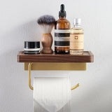 Brass & Wood Toilet Roll Holder