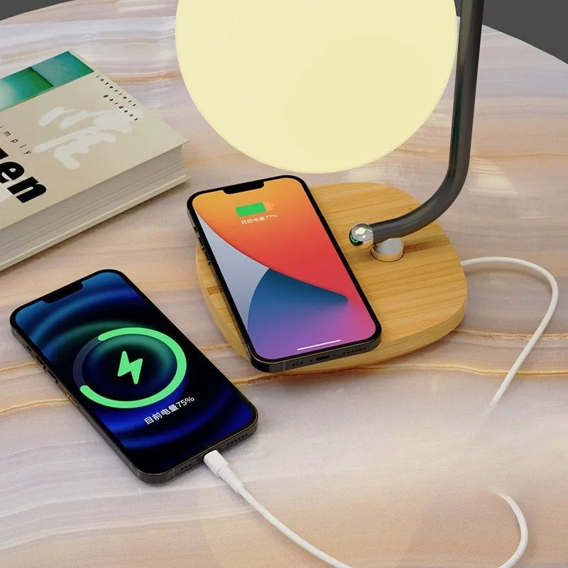 Presente criativo lâmpada de mesa led carregamento sem fio colorido lua luz olho-cuidado lâmpada de leitura para estudantes estudo dormitório quarto casa