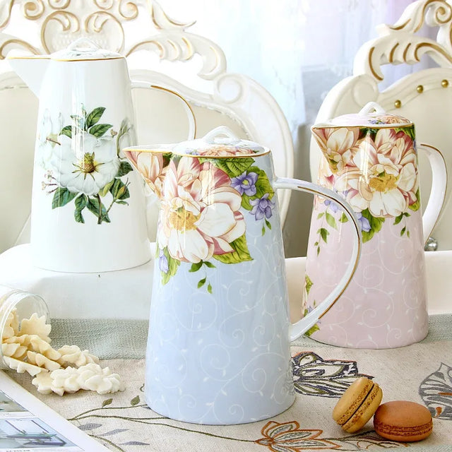 Bule Europeu de Osso, Conjunto De Copo De Chá Da Tarde Inglesa, Cafeteira De Porcelana De Alta Qualidade, Chaleira Resistente Ao Calor, 1000ml