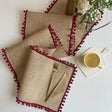 Corredor de mesa de juta para festival de casamento, bolas coloridas, borla, festa de natal, capa de mesa, jantar vintage, decoração de linho