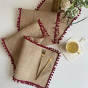 Corredor de mesa de juta para festival de casamento, bolas coloridas, borla, festa de natal, capa de mesa, jantar vintage, decoração de linho