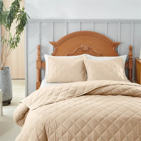 Capa de cama quadrada oblíqua, cor sólida, acolchoada, dupla face, lavável, pode ser usada em todas as estações