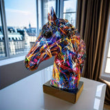 Graffiti colorido ornamentos para sala de estar, estatueta criativa com Fun Pattern Design, estátua animal, escultura moderna