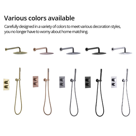 Torneira de chuveiro pop-up 8-16, conjunto de sistema de chuveiro, misturador de chuveiro de banheiro, torneira de banho quente e fria, montagem na parede, cromado/rosa escovado/cinza