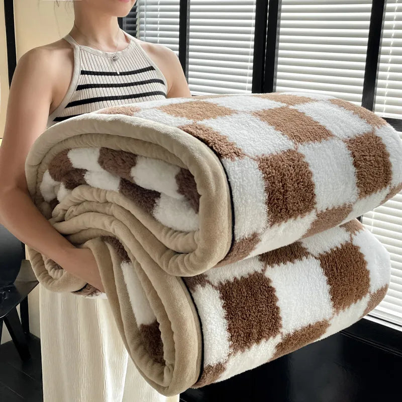 Cozy Checkered Plush Blanket