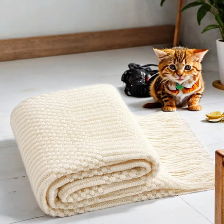 Creme boho lance cobertores texturizados grandes cobertores de malha grosso vintage luxo lance colcha cobertor capa manta para sofá