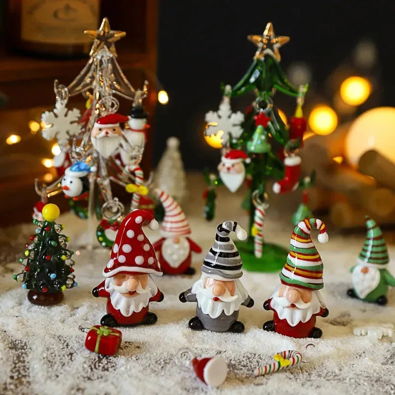Decorações de Natal para mesa e carro - Enfeites de vidro criativos de desenho animado de Papai Noel (presentes perfeitos e enfeites de carro)