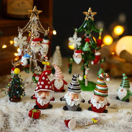 Decorações de Natal para mesa e carro - Enfeites de vidro criativos de desenho animado de Papai Noel (presentes perfeitos e enfeites de carro)