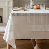 Elegant French Cotton Tablecloth with Lace