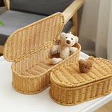 Cesta de armazenamento de imitação de rattan boêmio-caixa de armazenamento tecida, estrutura de talheres à prova de poeira, cesta de decoração para casa organizador de cozinha