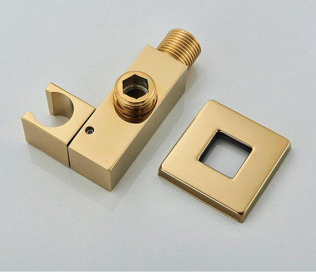 Poiqihy suporte de cabeça de chuveiro cromado, suporte de spray de chuveiro portátil, suporte de parede para pulverizador de bidê, acessório de torneira oculta