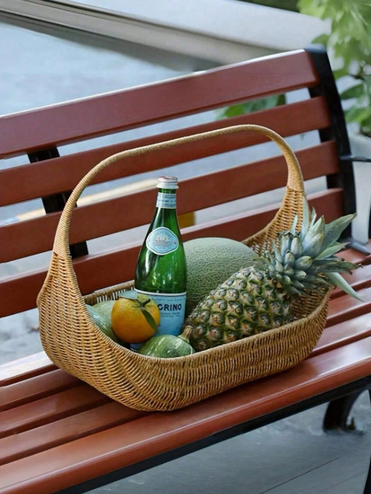 1pc cesta de tecido portátil para frutas, vinho, flores, piquenique, presente, sala de jantar e decoração de casa, multifuncional e portátil