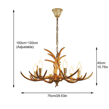 Lustre retrô marrom antler 6 cabeças chifre de veado luminária pendente de teto 220V