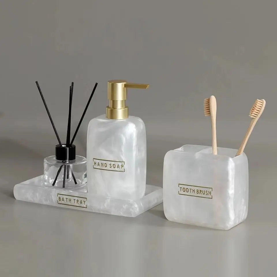 Imprensa mão desinfetante garrafa hotel banheiro alto nível de aparência dispensador garrafa decoração do banheiro escova de dentes titular bandeja conjunto