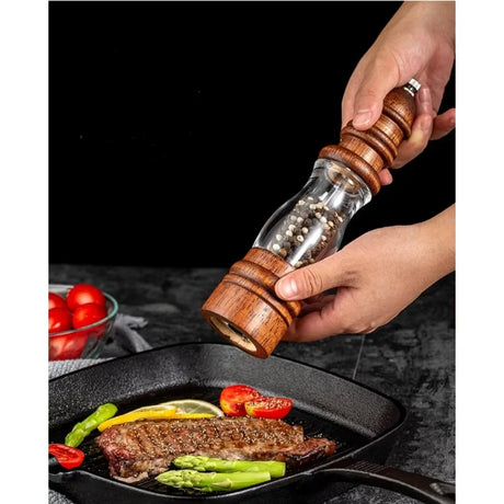 Novo estilo vintage manual doméstico esmagado sal do mar moedor de pimenta madeira maciça farol moedor de pimenta