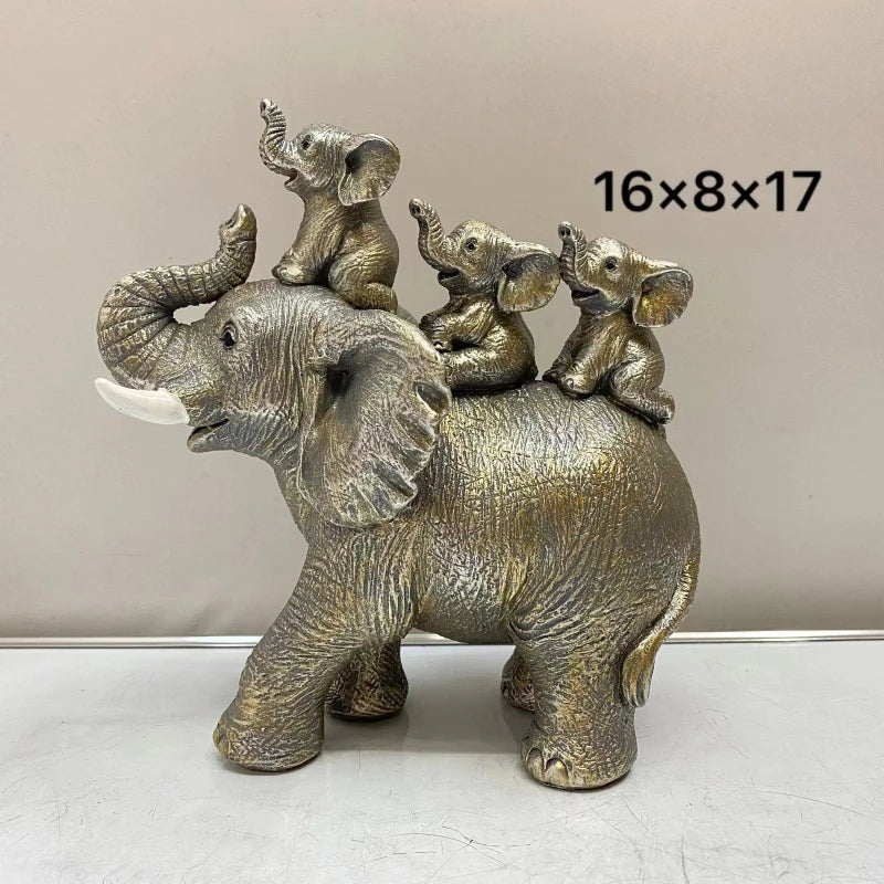 Mãe filho elefante estátua resina artesanato sala de estar decoração mesa animais criativos presentes decoração para casa acessórios