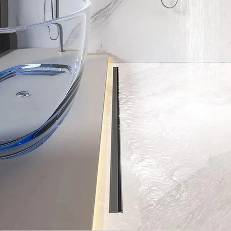 Dreno de piso linear longo de aço inoxidável 304, desodorante de drenagem de piso extremamente estreito cinza para banheiro ferrugem invisível