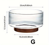 Nordic Glass Fruit & Salad Bowl with Wooden Base