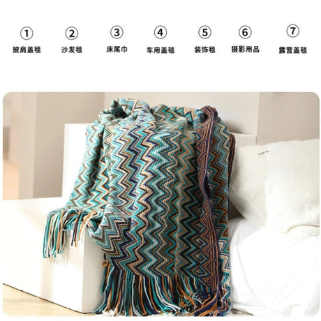 Xale boêmio decoração para casa pano viagem de negócios, tempo de cochilo, no veículo, viagem, cobertor multifuncional quatro estações universal